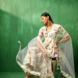 Ivory Rose Printed Blended Fabric Sharara Set With Pastel Dupatta