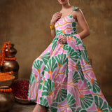 Ivory Abstract Printed Blended Fabric Cami Anarkali Set