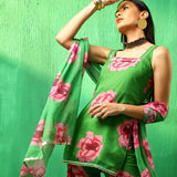Emerald Green Floral Printed Georgette Sharara Set