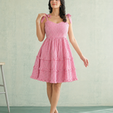 Pink Gingham Tiered Mini Gown