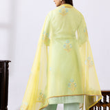 Sea Green Dori Embroidery Chanderi Straight Kurti Palazzo Set
