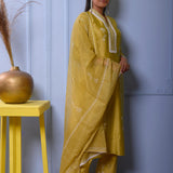 Olive Green Straight Kurta With Palazzo Set
