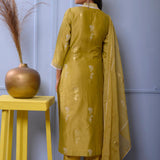 Olive Green Straight Kurta With Palazzo Set