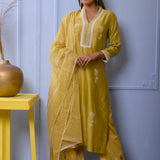 Olive Green Straight Kurta With Palazzo Set