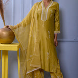 Olive Green Straight Kurta With Palazzo Set