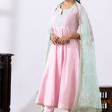 Light Pink Dori Embroidery Chanderi Anarkali Churidar Set