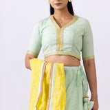 Green Banarasi Chanderi Embroidered Lehenga