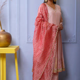 Light Pink Cotton Silk Anarkali Set