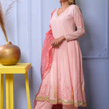 Light Pink Cotton Silk Anarkali Set
