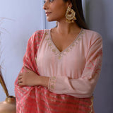 Light Pink Cotton Silk Anarkali Set