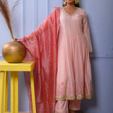 Light Pink Cotton Silk Anarkali Set