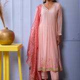 Light Pink Cotton Silk Anarkali Set