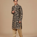 Noir Floral Zari Kurta Set