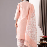 Block Printed Rose Pink Cotton Kurta And Salwar Set