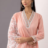 Block Printed Rose Pink Cotton Kurta And Salwar Set