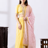 Yellow Banarasi Chanderi Embroidered Lehenga