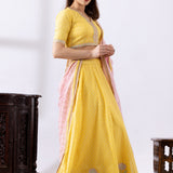 Yellow Banarasi Chanderi Embroidered Lehenga