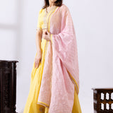 Yellow Banarasi Chanderi Embroidered Lehenga