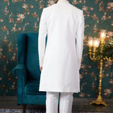 Ivory Art Silk Two Piece Sherwani Set