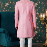 Baby Pink Art Silk Sherwani Set