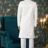 Cream Art Silk Sherwani Set