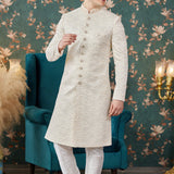 Soft Beige Art Silk Sherwani Set