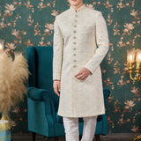 Soft Beige Art Silk Sherwani Set