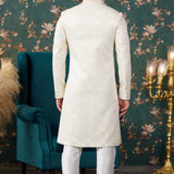 Soft Beige Art Silk Sherwani Set