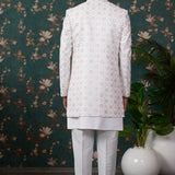 Ivory Art Silk Three Piece Sherwani Set
