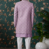 Light Purple Art Silk Three Piece Sherwani Set