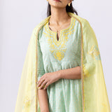 Sea Green Dori Embroidery Chanderi Anarkali Churidar Set