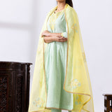 Sea Green Dori Embroidery Chanderi Anarkali Churidar Set