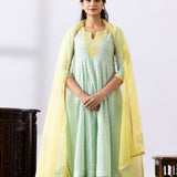 Sea Green Dori Embroidery Chanderi Anarkali Churidar Set