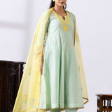 Sea Green Dori Embroidery Chanderi Anarkali Churidar Set