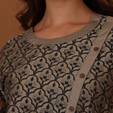 Brown Handcrafted One Side Drape Cotton Silk Chola Dress