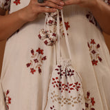 White Double Side Drape Handcrafted Cotton Chola Dress
