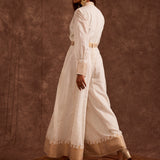 Ivory Chanderi Suit And Palazzo Set With Real Zari Weaving