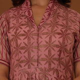 Pink Handcrafted Double Side Drape Cotton Chola Dress