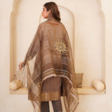 Beautiful Mocha Gotta Patti Kurti Set With Dupatta
