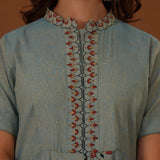 Blue Handcrafted Double Side Drape Cotton Chola Dress