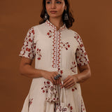 White Double Side Drape Handcrafted Cotton Chola Dress