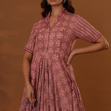 Pink Handcrafted Double Side Drape Cotton Chola Dress