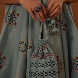 Blue Handcrafted Double Side Drape Cotton Chola Dress