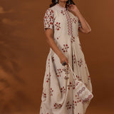 White Double Side Drape Handcrafted Cotton Chola Dress