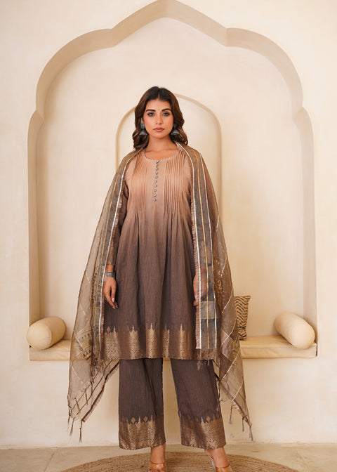 <img> Beautiful Mocha Gotta Patti Kurti Set