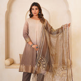 Beautiful Mocha Gotta Patti Kurti Set With Dupatta