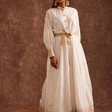 Ivory Chanderi Suit And Palazzo Set With Real Zari Weaving