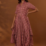 Pink Handcrafted Double Side Drape Cotton Chola Dress