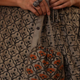 Brown Handcrafted One Side Drape Cotton Silk Chola Dress