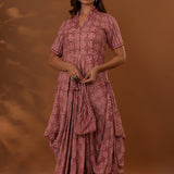 Pink Handcrafted Double Side Drape Cotton Chola Dress